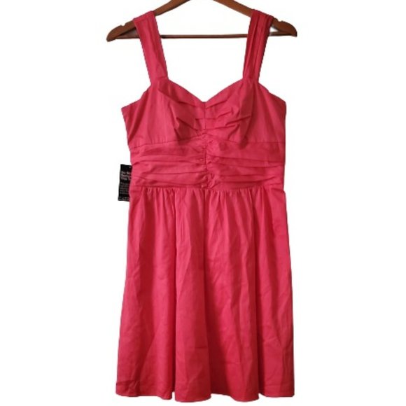 EXPRESS Women's Sweetheart Neckline Ruched Bodice Hot Pink Mini Dress Size 12 - Picture 3 of 13